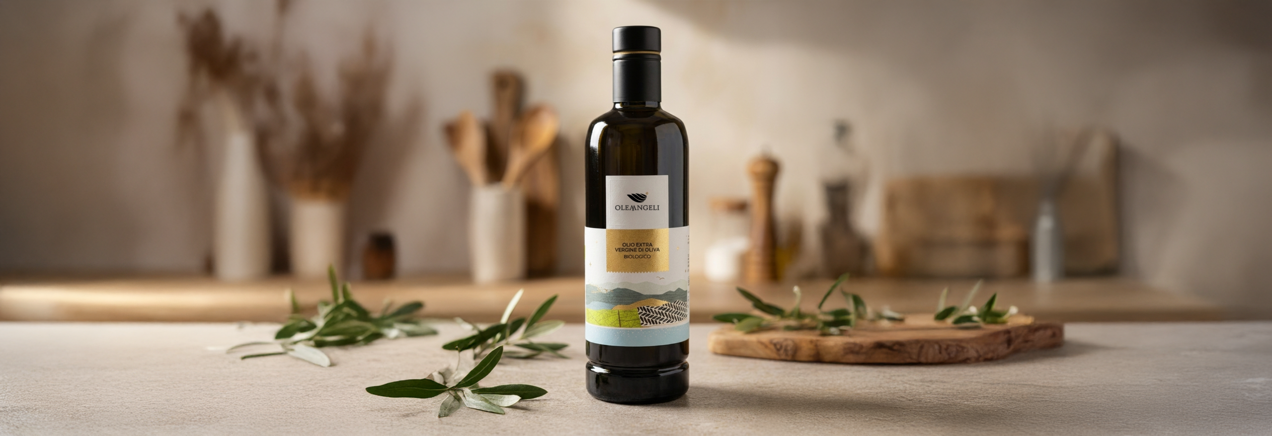 Olio Extra Vergine di Oliva Biologico 100% italiano, estratto a freddo. Dal gusto equilibrato e naturale, ideale per condire a crudo e per l’uso quotidiano in cucina. Formato bottiglia da mezzo litro.